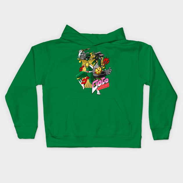 Go Go Rangers Adventure (Green) Kids Hoodie by BuckRogers